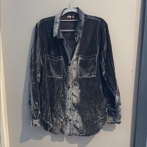 Pilcro Gray Velvet Button Down Shirt